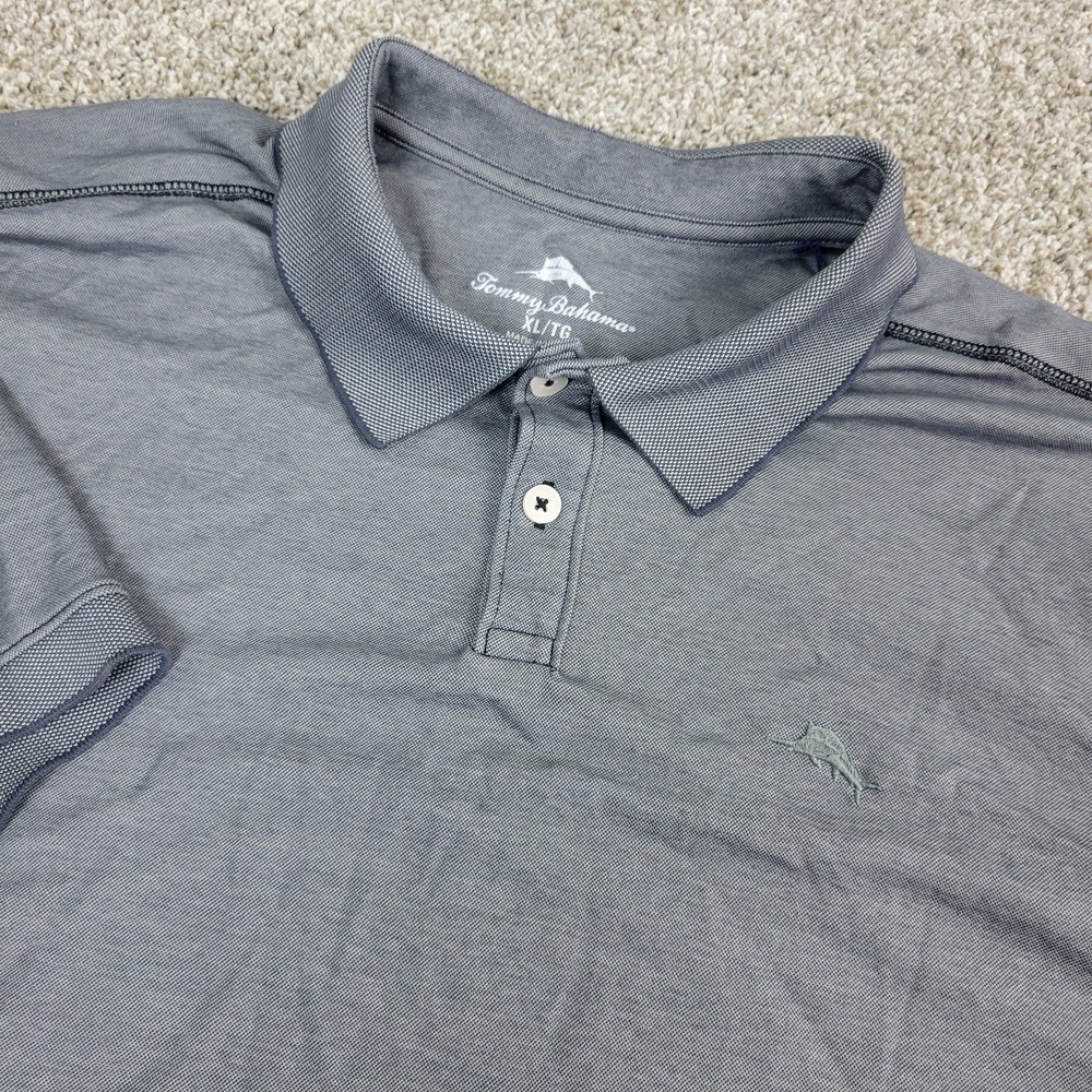 Tommy Bahama Mens XL Gray Performance Stretch Polo‎ Short Sleeve